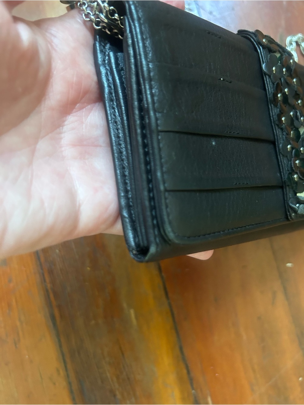 Anteprima Black leather Floral Appliqué clutch/wallet - Picture 7 of 14